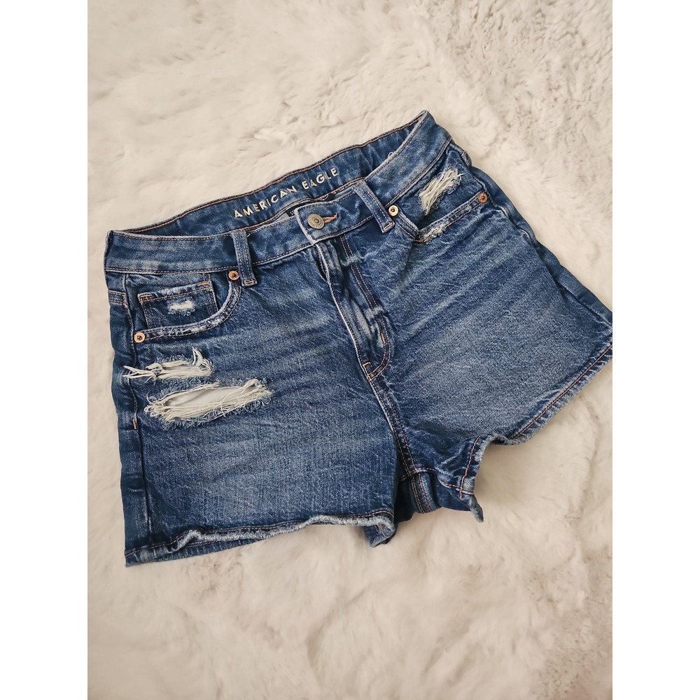 American Eagle Distressed High Waisted Denim Jean Shorts Women's Size 2